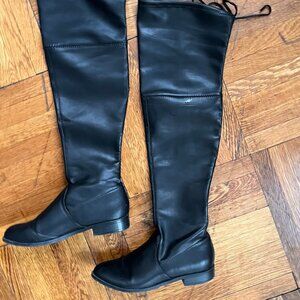 Over the Knee Black Leather Boots